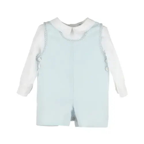 Checkered Stitches Romper- Blue