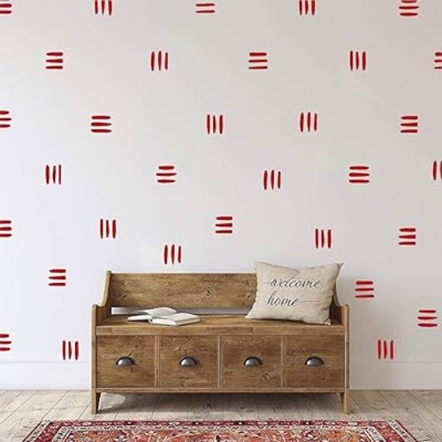 120pcs Modern Line Wall Stickers Boho Nursery Kids Living Room Scandinavian Home Décor Self-Adhesive Murals Vinyo DIY Gift YT5037 (Red)