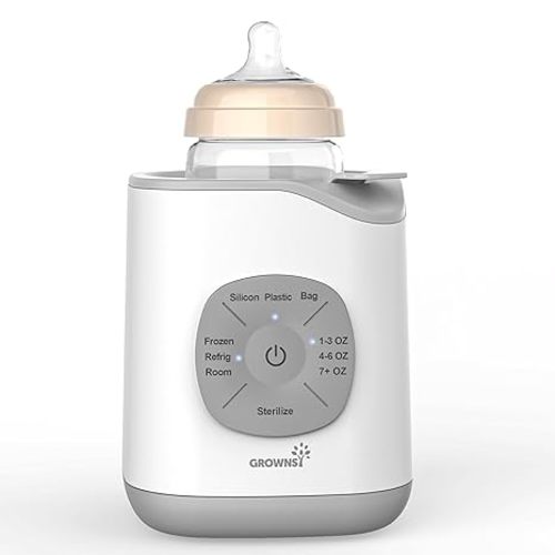 Grownsy Bottle Warmer for Night Feeding, Fast Baby Bottle Warmer for Breastmilk, Smart Temperature Control, with Timer, Thaw, Food Heater, Night Light, Calentador De Biberones for All Bottles
