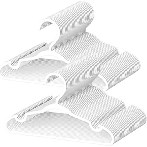 60 Pack Baby Plastic Hangers,12.83" Ultra-Thin,Non-Slip Hangers for Children. Ideal for Closets and Nurseries.Designed for Newborns and Children's Clothing,Including Trousers,Coat,Dresses.(White)