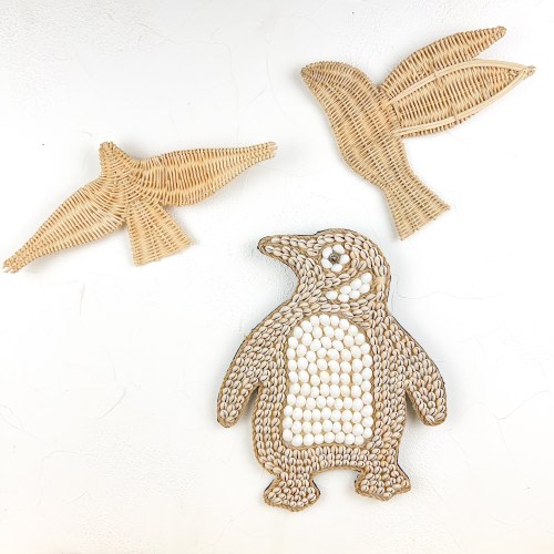 Penguin Nursery Wall Hanging, Baby Penguin Decor, Animal Nursery Wall Hanging, Sea Shell Wall Decor, Boho Nursery Decor, Animal Wall Decor