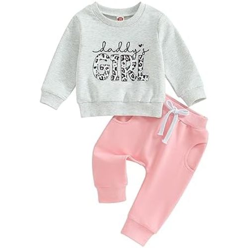 Toddler Baby Girl Clothes Daddys Girl Long Sleeve Pullover Sweatshirt Stretch Jogger Pants Infant Fall Winter Outfit