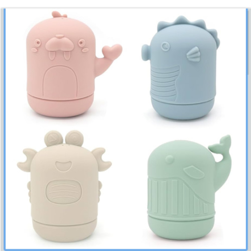 Ginbear Silicone Baby Bath Toys, Non-Toxic Mold Free Infant Squirty Bathtub Toys for Toddlers 6 Months+, Pack of 4 (Marine)