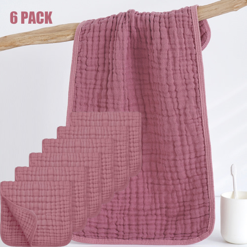 Byseng Muslin Burp Clothes Set, 100% Cotton Burping Clothes for Newborn Baby Girls and Boys, 20''x10'', 6 PACK - Pink
