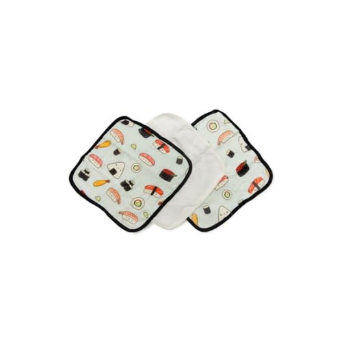 Deluxe Pack of 3 Sushi Print Washcloths