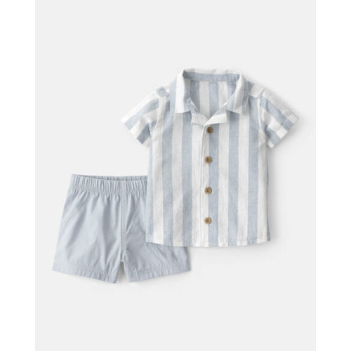 Baby Boy 2-Piece Top & Short Set - Blue | Carter's