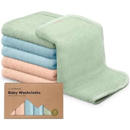 6-Pack Baby Washcloths - Soft Viscose Derived from Bamboo Washcloth, Baby Wash Cloths, Baby Wash Cloth for Newborn, Kids, Bath Baby Towels, Face Towel, Face Cloths for Washing Face(Mellow)