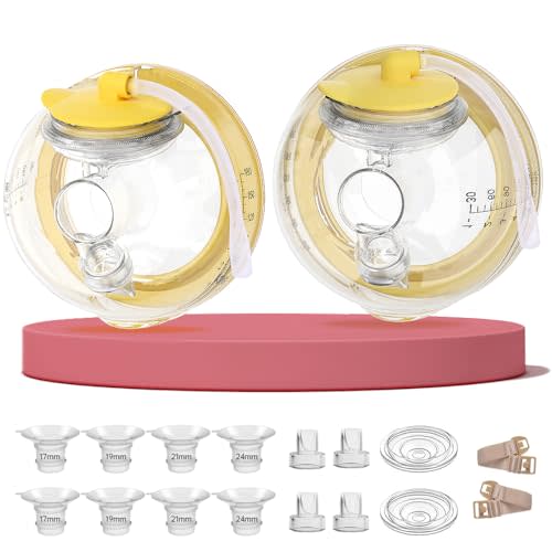 Hands-Free Collection Cups for Medela Breast Pumps - Compatible with Freestyle Flex/Pump in Style with MaxFlow/Swing Maxi Pump Parts, Includes 27mm Flange + 17/19/21/24mm Inserts