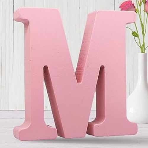 AOCEAN 8 Inch Pink Wood Letters Unfinished Wood Letters for Wall Decor Decorative Standing Letters Slices Sign Board Decoration for Craft Home Party Projects (M)