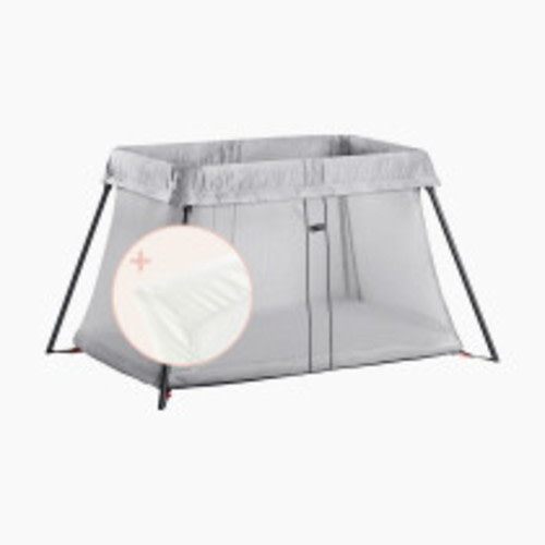 Babybjörn Travel Crib & Organic Sheet Bundle - Silver