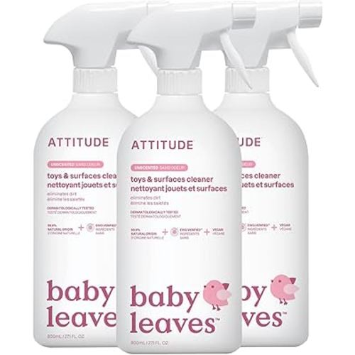 ATTITUDE Toy and Surface Cleaner, EWG Verified, Plant- and Mineral-Based, Vegan Household Products, Unscented, 27.1 Fl Oz (Pack of 3)