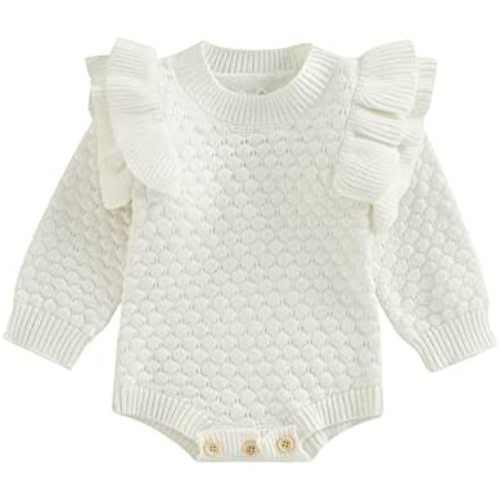 Merqwadd Infant Toddler Baby Girl Warm Romper Solid Longsleeve Knit Sweater Winter Rompers