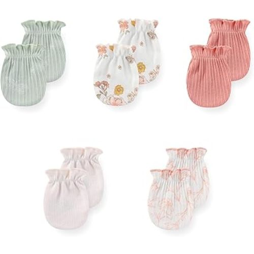 5 Pack Unisex New Born Boy Girls No Scratch Mittens Cotton Soft Baby Gloves Accessory 0-3 Months Infant Essentials