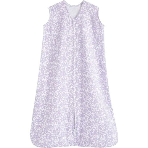 HALO SleepSack, 100% Cotton Wearable Blanket, Swaddle Transition Sleeping Bag, TOG 0.5, Aster Flowers-purple, Small, 0-6 Months