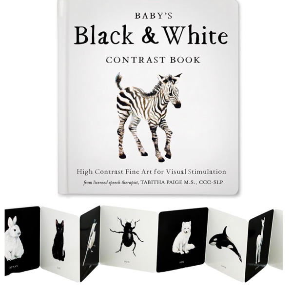 Baby's Black and White Contrast Book: High-Contrast Art for Visual Stimulation at Tummy Time (Tabitha Paige Children's Book Series)