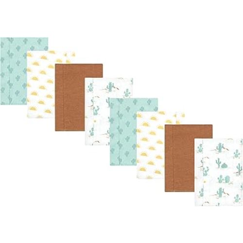 Hudson Baby Cotton Poly Flannel Burp Cloths Multipack, Desert Cactus 8-Pack, One Size