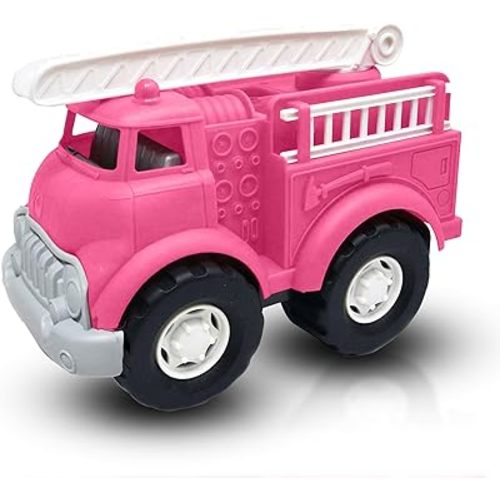 Big Plastic Toy Fire Truck for Toddlers Boys and Girls | Pink Fireman Engine Vehicle with Rescue Ladders for Indoor and Outdoor Imaginative Play (Pink)