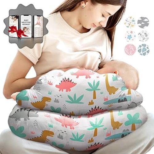 PILLANI Nursing Pillow for Breastfeeding, Breast Feeding Must Haves, New Mommy Essentials, Brest Feeding Pillow for Mom & Baby, Removable Cotton Cover, Adjustable Waist Strap, Breastfeeding Pillows