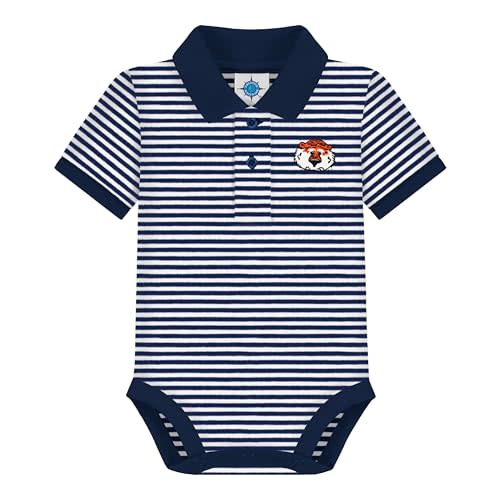 Creative Knitwear College Baby Striped Polo Bodysuit - Team Logo, Multiple Colors, for Boys & Girls (0-12 Months)