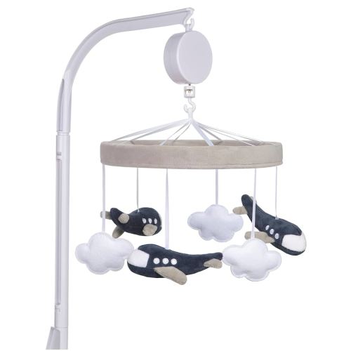 Sammy & Lou Airplane Baby Crib Mobile with Music, Crib Mobile Arm Fits Standard Crib Rail
