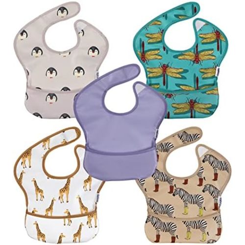 Soarwg Kids Bibs, Baby Bibs, Waterproof Baby Bibs for Boy and Girl, Great Travel Baby Bibs for Eating, Feeding Bibs, 5 Pack