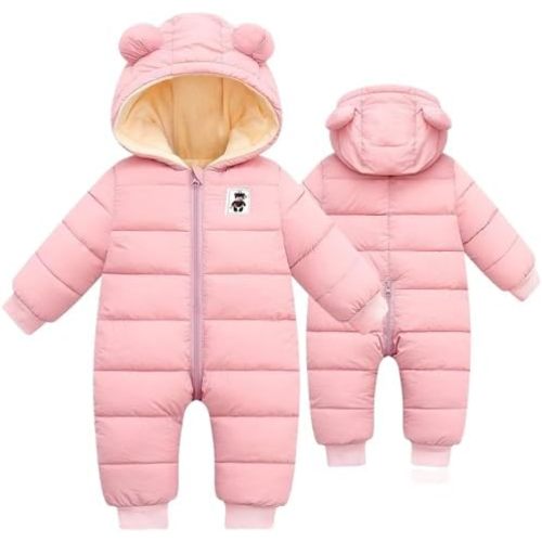 BYFRI Baby Boys Girls Snowsuit Infant Winter Clothes Newborn Hooded Jacket Toddler Jumpsuit Coat