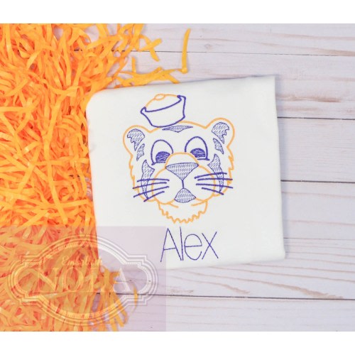 Tiger Embroidered Shirt or Bodysuit, Purple and Gold
