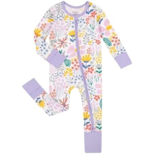 Teach Leanbh Unisex Baby Cotton Pajamas with Mittens and Feet Cuffs 2 Way Zipper Long Sleeve Romper Sleep and Play