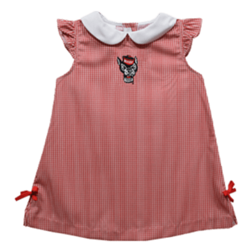 NC State Wolfpack Vive La Fete Gingham Infant Girls Embroidered Wolfhe – Red and White Shop