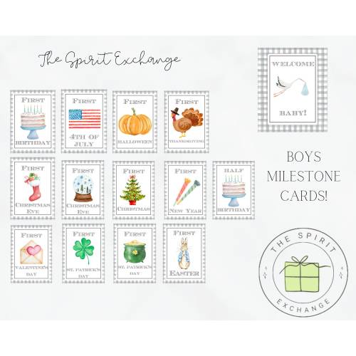 Baby Boy | Seasonal Milestone Cards | Baby Shower | Milestone | Holidays | Month Cards | Pictures | Monthly Milestone | Baby's First Year