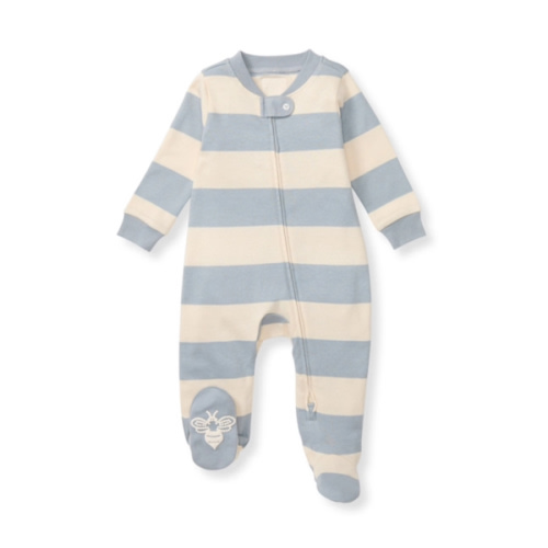 Rugby Stripe Organic Cotton Sleep And Play Quarry 0-3 m or 3-6m