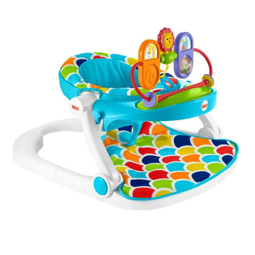 Fisher-Price Deluxe Baby Activity Sit-Me-Up Floor Seat, Portable Learning Chair with Feeding Tray and Toys, Happy Hills