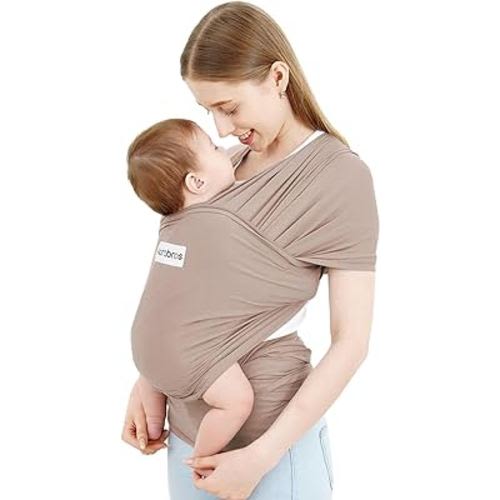 Acrabros Baby Wrap Carrier,Hands Free Baby Carrier Sling,Lightweight,Breathable,Softness,Perfect for Newborn Infants and Babies Shower Gift,Dark Cappuccino