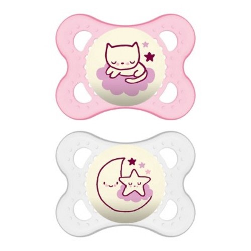 MAM Glow in the dark Night Pacifier 0-6 Months - 2ct Pink