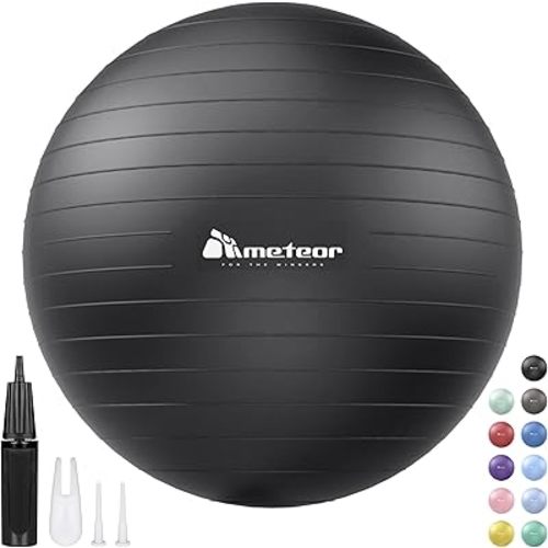 Meteor Essential Anti-Burst Swiss Ball - Premium Quality Exercise Ball for Pilates, Yoga, Balance & Fitness with Air Pump