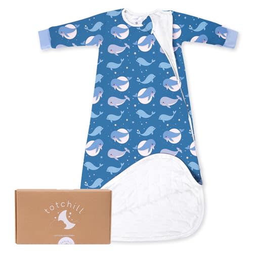TOTCHILL Baby Sleep Sack Long Sleeve 1.0 TOG 0-6-18-3T Wearable Blanket Infant Sleeping Bag, Soft & Breathable, 2-Way Zipper