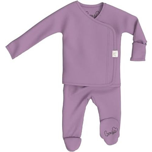 Bonsie Skin to Skin Babywear Footed Bodysuit - Purple Baby One Piece - Fig - Newborn