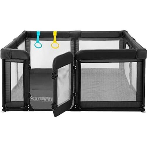 Baby Playpen,Large Playpen for Babies and Toddlers,Baby Play Pen Play Yard with Door, Sturdy Baby Fence with Safety Gate,Baby Play Yard with Soft Breathable Mesh,79”x59”Baby Gate Playpen,Black