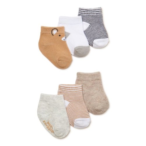 Carter's Child of Mine Baby Boys Bear Ankle Socks, 6-Pack, 0-12 Months
