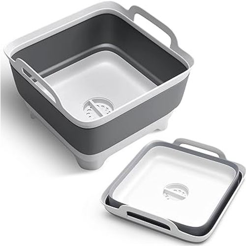 Camp Canteen's Collapsible Dish Tub with Strainer and Drain Plug - 2.4 Gallon (9L) Capacity Camp Sink - Wash Basin for Baby Bottles - Collapsible Sink