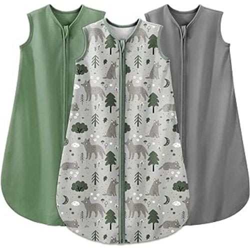 Yoofoss Baby Sleep Sack 0-6 Months Baby Wearable Blanket 100% Organic Cotton 2-Way Zipper Toddler Sleeping Sack, 3 Pack Soft Lightweight Sleep Sacks for Babies