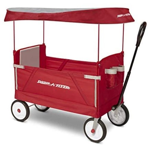 Radio Flyer 3-In-1 EZ Folding, Outdoor Collapsible Wagon for Kids & Cargo, Red Folding Wagon