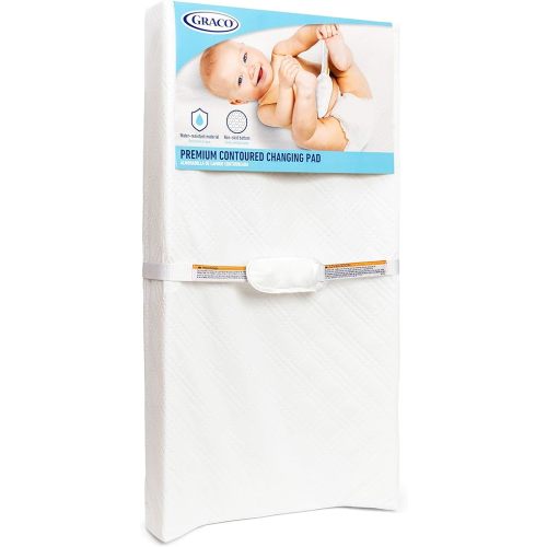 Graco Premium Contoured Changing Pad – GREENGUARD Gold Certified, Water-Resistant, Ultra-Soft Buckle Cover, Contoured Baby Changing Pad, Fits Most Standard-Size Changing Toppers, Non-Skid Bottom
