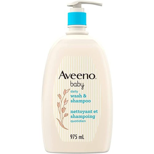 Aveeno Baby Daily Wash and Shampoo Baby’s Hair and Sensitive Skin Cleanser with Natural Oat - Paraben Free and Phthalate Free, Sulfates-free and Dye-free - 975 Milliliters