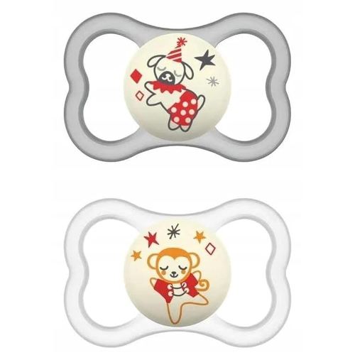 MAM Air Night & Day Baby Pacifier, for Sensitive Skin, Glows in The Dark, 2 Pack, 6-16 Months, Neutral