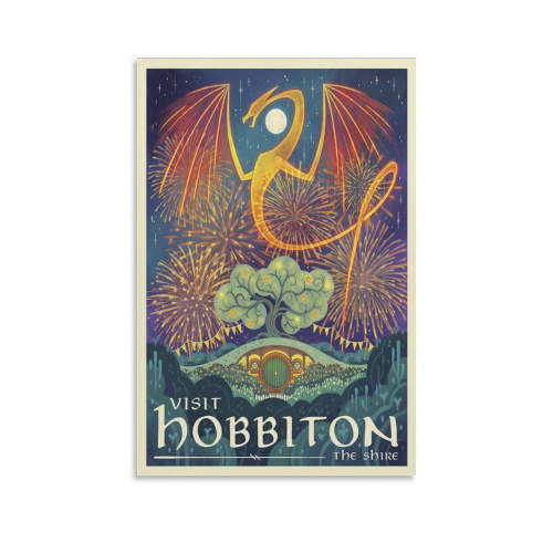 Lord of The Rings Middle Earth Retro Travel Poster (4) Canvas Poster Wall Art Picture Prints Hanging Photo Gift Decor Home Posters Artworks 08x12inch(20x30cm)