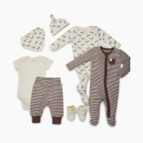 Tiny Kind The Printed Head to Toe 7 Piece Set - Antique White Zebra, 0-3 M
