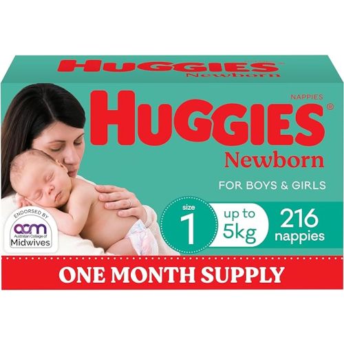 Huggies Newborn Nappies Size 1 (up to 5kg) 216 Count - One Month Supply (Packaging May Vary) : Amazon.com.au: Baby