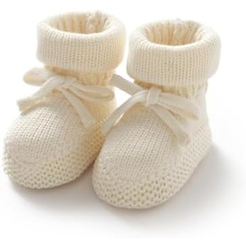 Hadetoto Newborn Baby Booties Cotton Knit Shoes Soft Cozy First Wakers Warm Booties for Toddler Infant Girl Boy