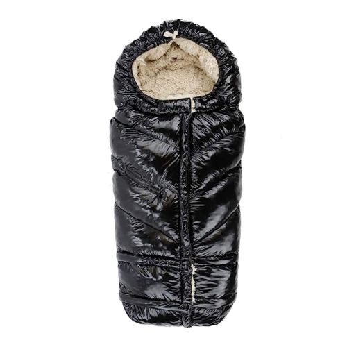 7AM Enfant Stroller Blanket 212 - Adjustable Baby Car Seat Zipped Blanket for Babies Winter, Unisex Multi Purpose Fleece Lined Warm Hooded Toddler Footmuff Water Repellent | (6M - 4T) - Black Polar